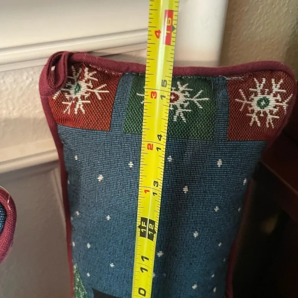 Vintage Tapestry Stocking Pillows Snowman Themed set of 2!